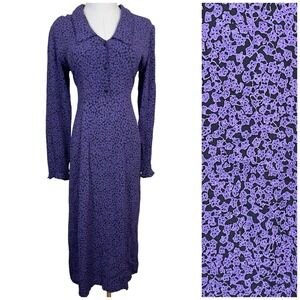 Vintage Putumayo Floral Maxi Dress Women S Purple 90s Collared Grunge Whimsigoth